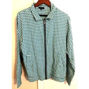 BooHoo Man Long Sleeve Zipper Front Shirt Jacket Plaid Green/White size Large